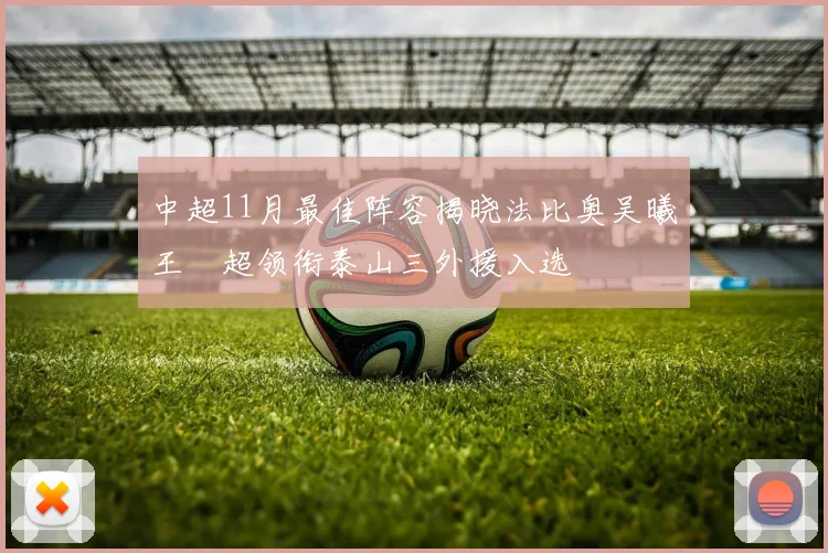 中超11月最佳阵容揭晓法比奥吴曦王燊超领衔泰山三外援入选
